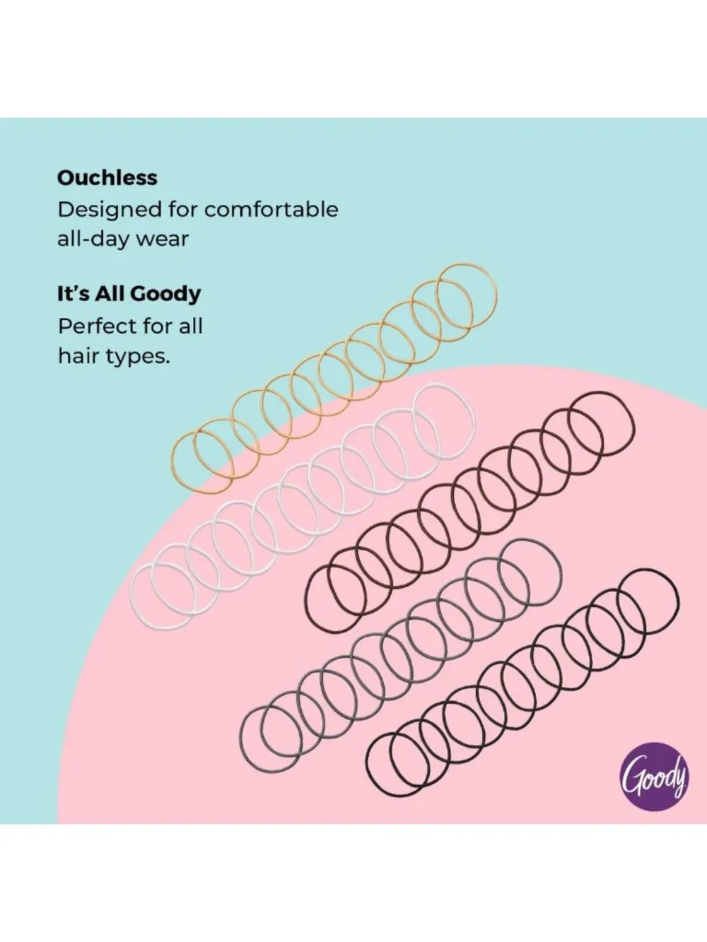 Pain-Free Elastic Hair Ties - 50 Ct Assorted Neutrals, Durable Rubber Bands for